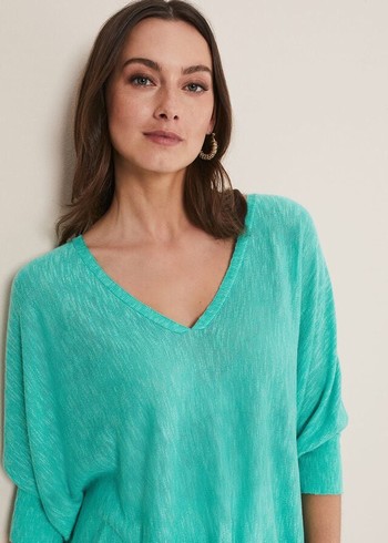 Phase Eight Larisa V Neck Knitwear Light Turquoise Australia | SV0674821